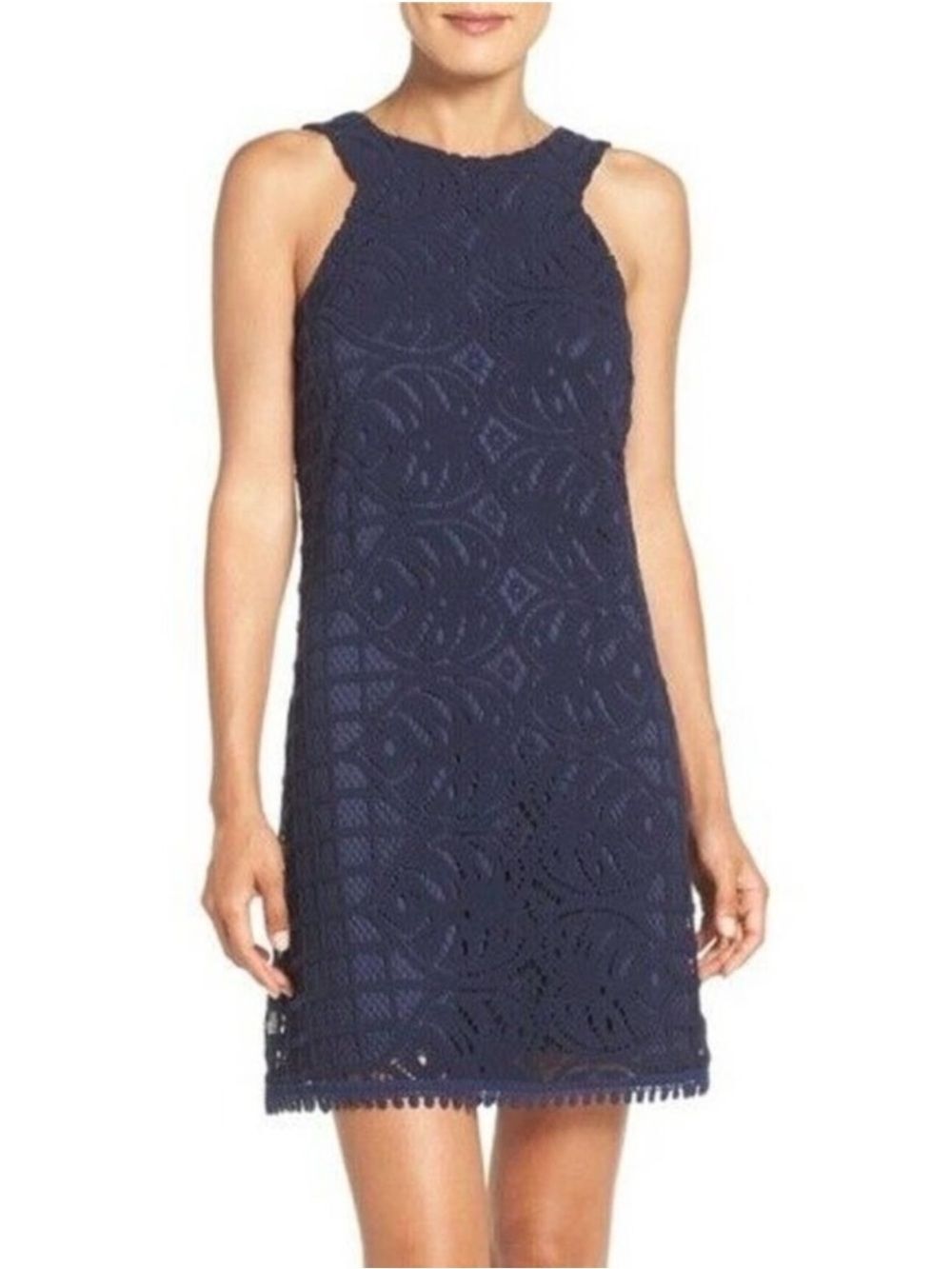 Lily Pulitzer Women's Mango Shift Lace Knit Dress S Sleeveless Navy Blue - Picture 10 of 10